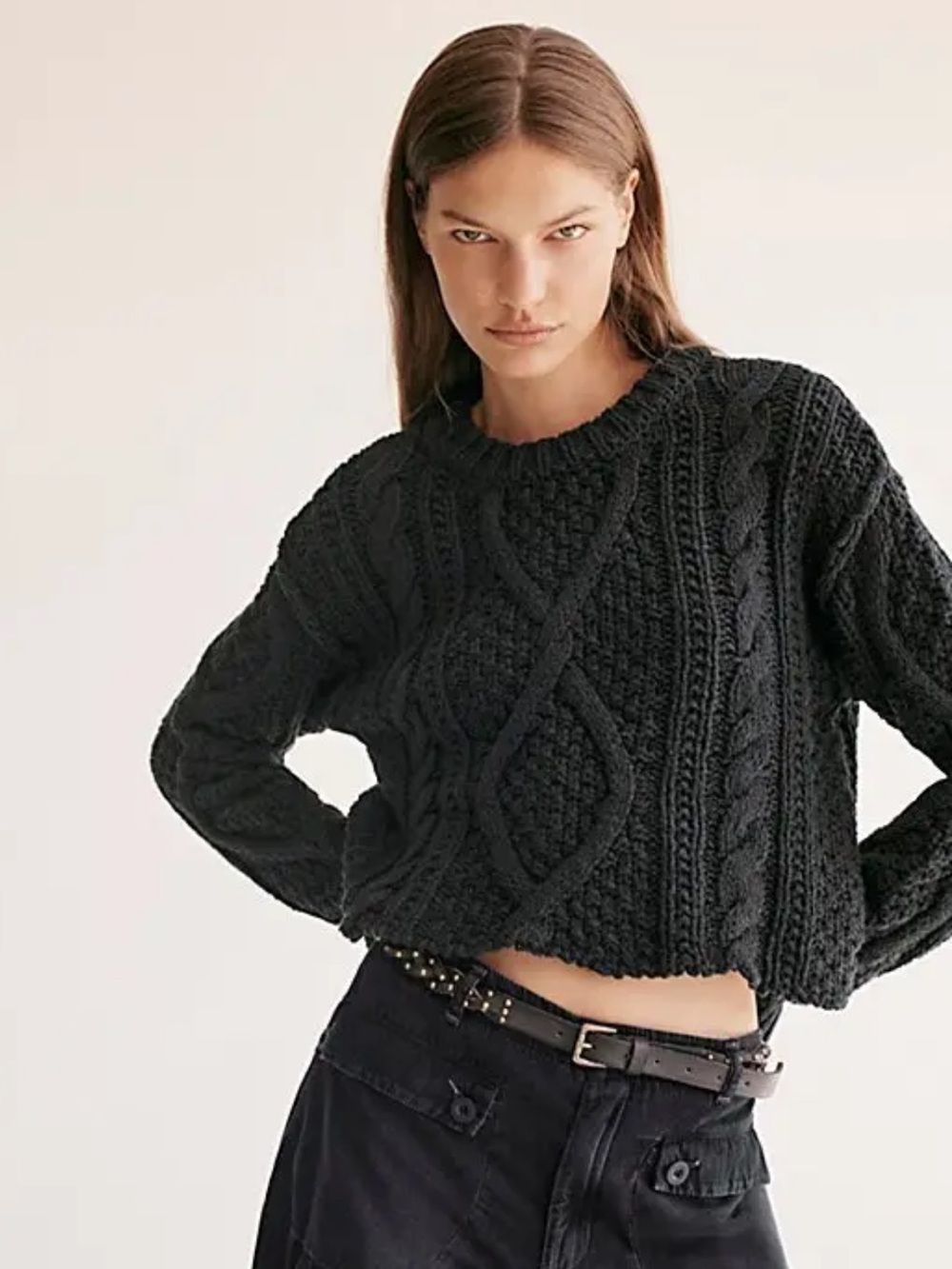 Free People Cutting Edge Cable Pullover Sweater Size Medium